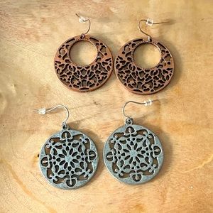 2 for 12!! Metal Dangle Earrings Set